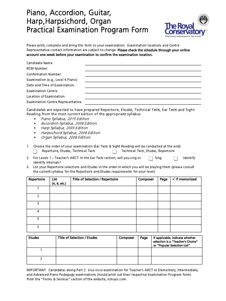 Piano Accordion Guitar Harp Organ Program Form 2017 | PDF | Test ...