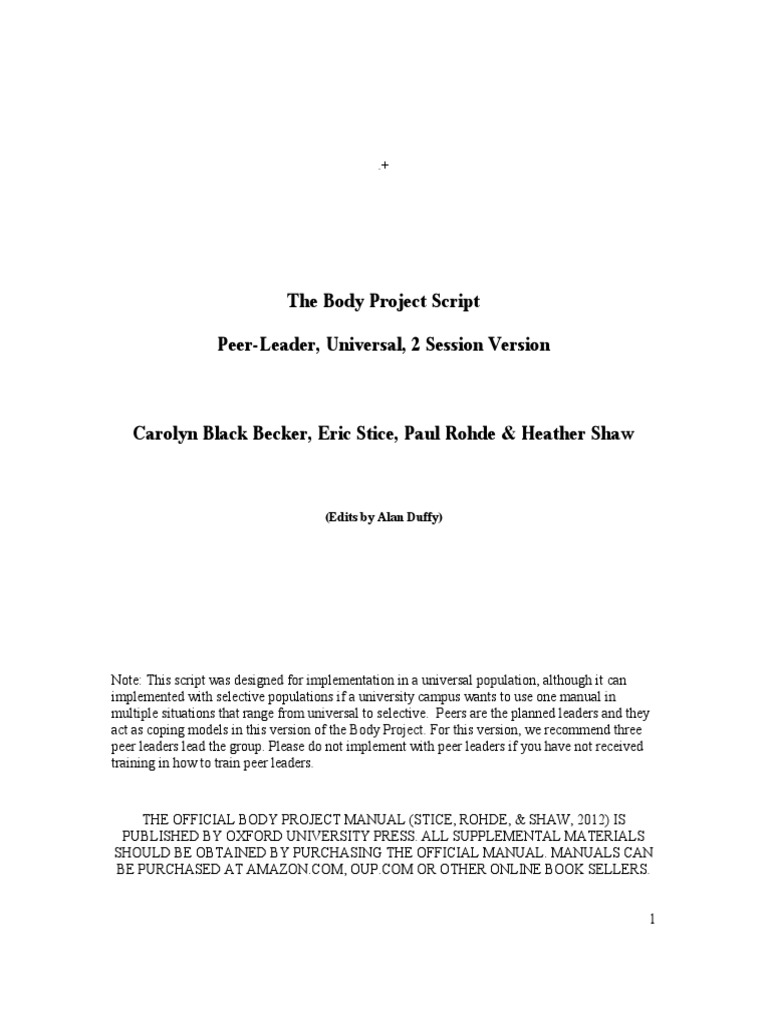 Body Project | PDF | Body Image | Physical Attractiveness