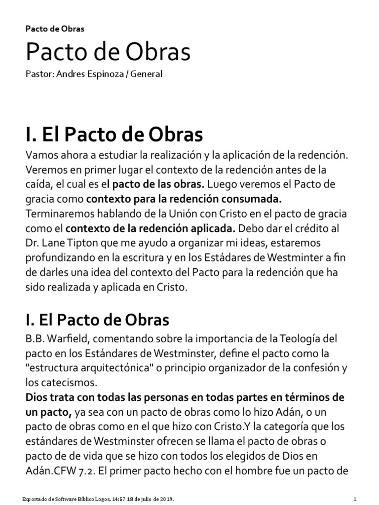 El Pacto de Obras en la Teología | PDF | Libro del Génesis | Jardín del ...