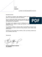 Carta de renuncia de Héctor Granados a Agrobanacaribe S.A.S