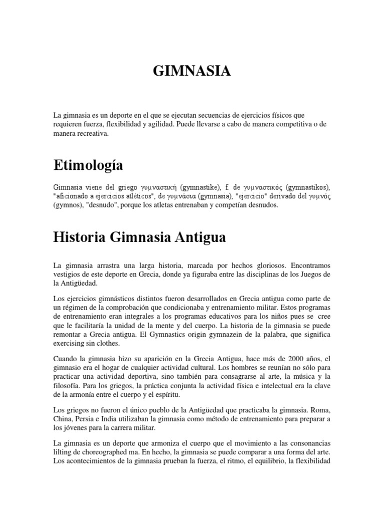 Historia y Disciplinas de la Gimnasia | PDF | Gimnasia | Deportes atléticos