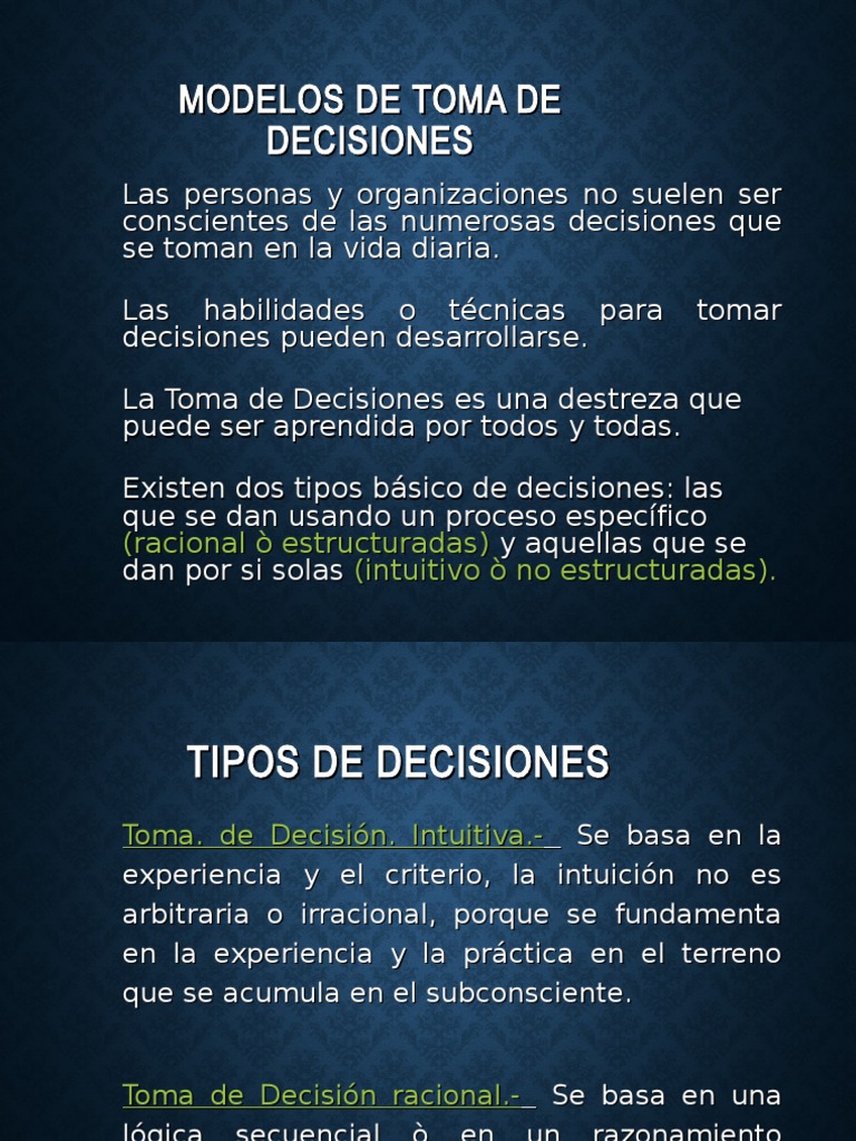 Modelos de Toma de Decisiones | PDF | Intuición | Toma de decisiones
