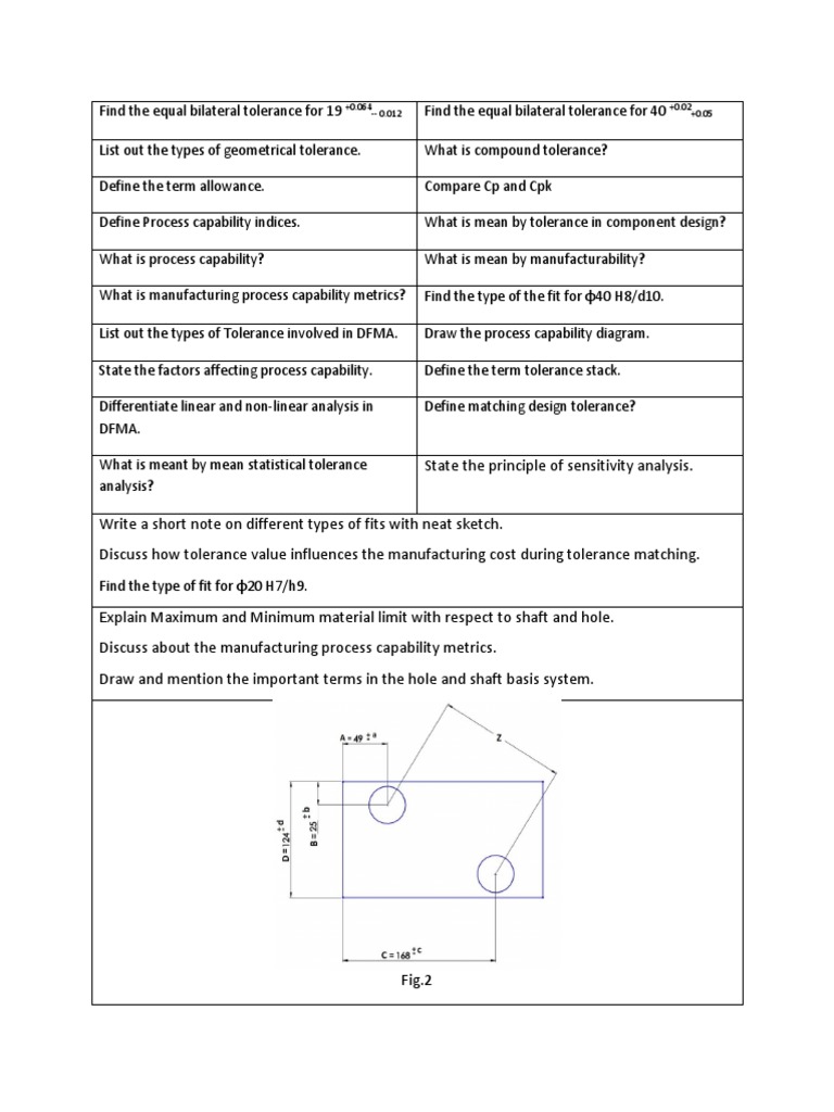 DFMA QUestions | PDF | Engineering Tolerance | Mechanical Engineering