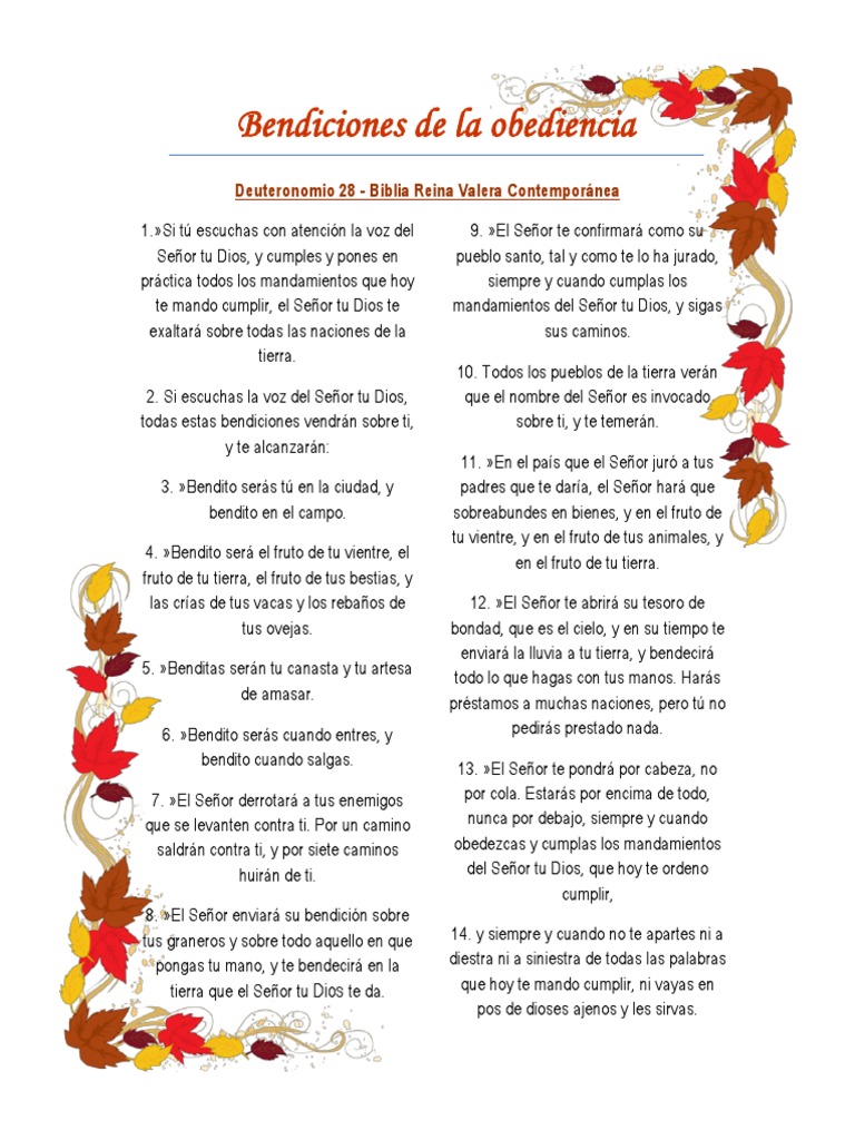 Bendiciones de La Obediencia | PDF | Diez Mandamientos | Religión y ...