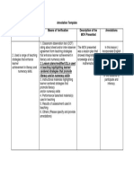 Annotation Template Objectives Means of Verification Description of The MOV Presented Annotations