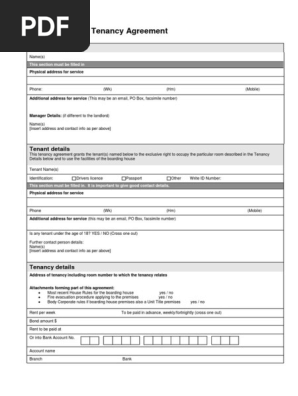 Boarding House Tenancy Agreement