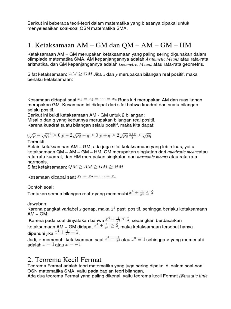 Beberapa Teorema Dalam Olimp Sma