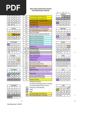 Nvusd Calendar 2022 2019-2020 Napa Valley Unified School District Calendar | Pdf | Academic  Term | Academia