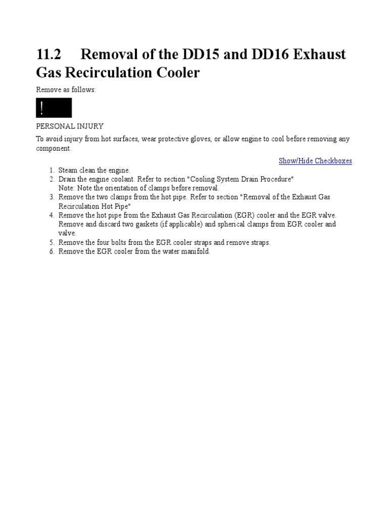 DD15/DD16 EGR Cooler Removal Guide | PDF