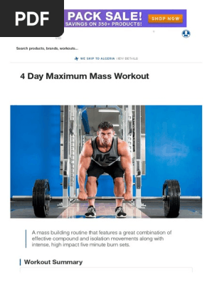 4 Day Maximum Mass Workout Muscle Strength Sports