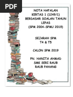 2019 K1 SPM Sejarah Nota Hafalan