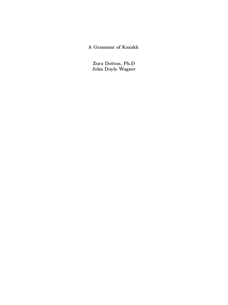 Kazakh Grammar | PDF | Grammatical Number | Noun