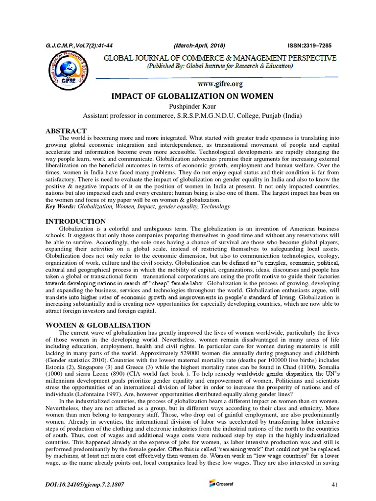 Globalization's Impact on Women in India | PDF | Globalization | Employment