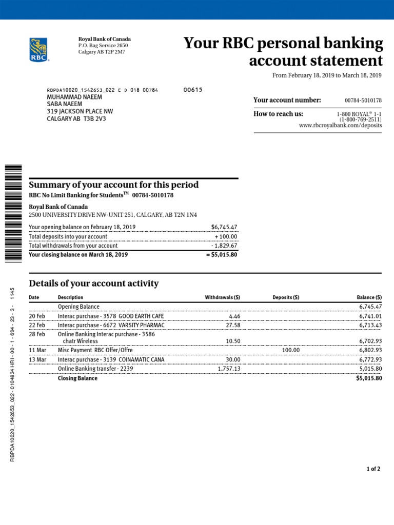 00784XXX0178 2019feb18 2019mar18 | PDF | Cheque | Banks