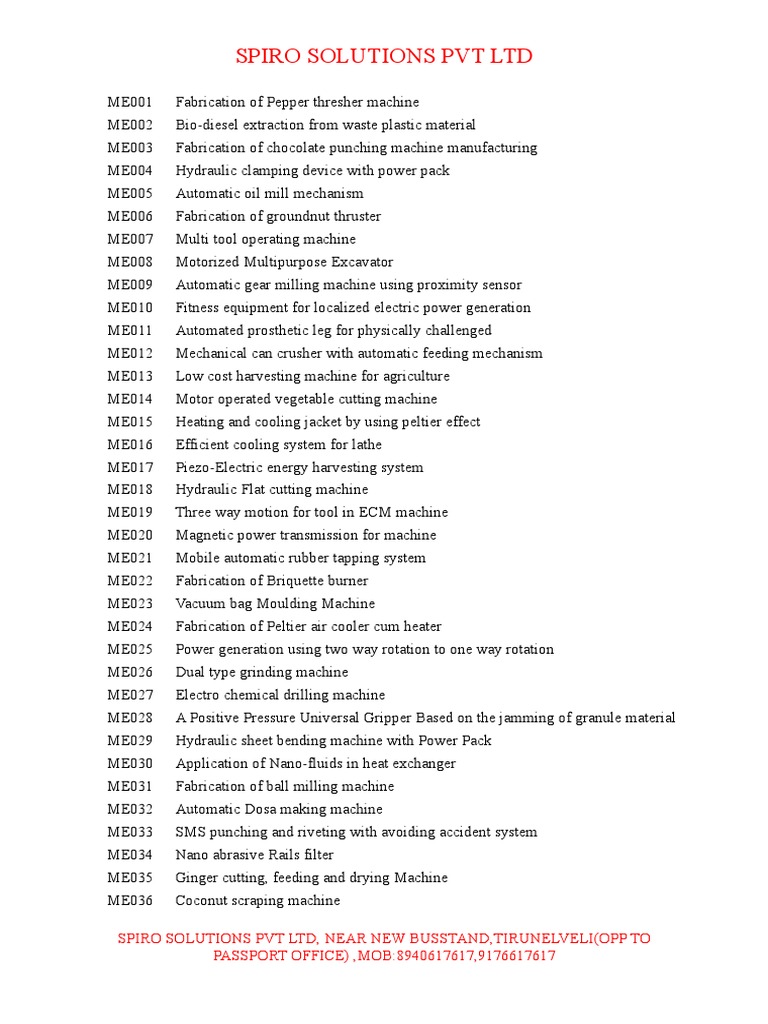 Mechanical Polytechnic Project Titles | PDF | Metal Fabrication | Machines