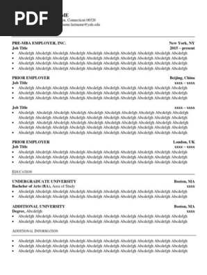 Yale SOM Resume Template