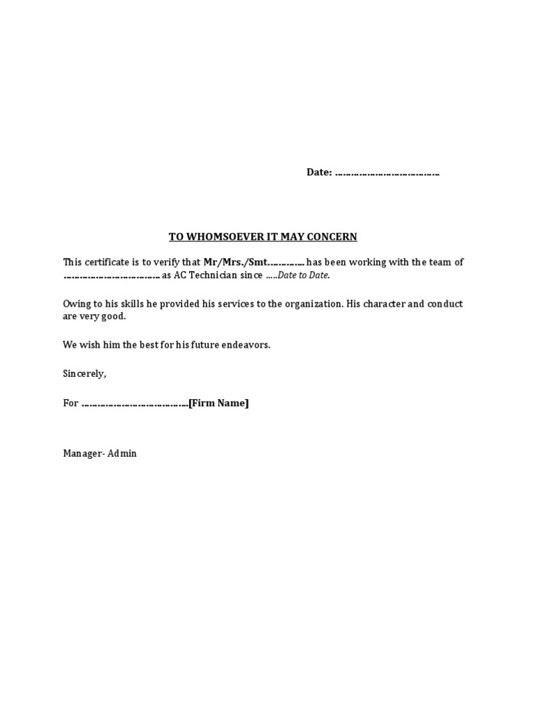 Experience Certificate Format | PDF