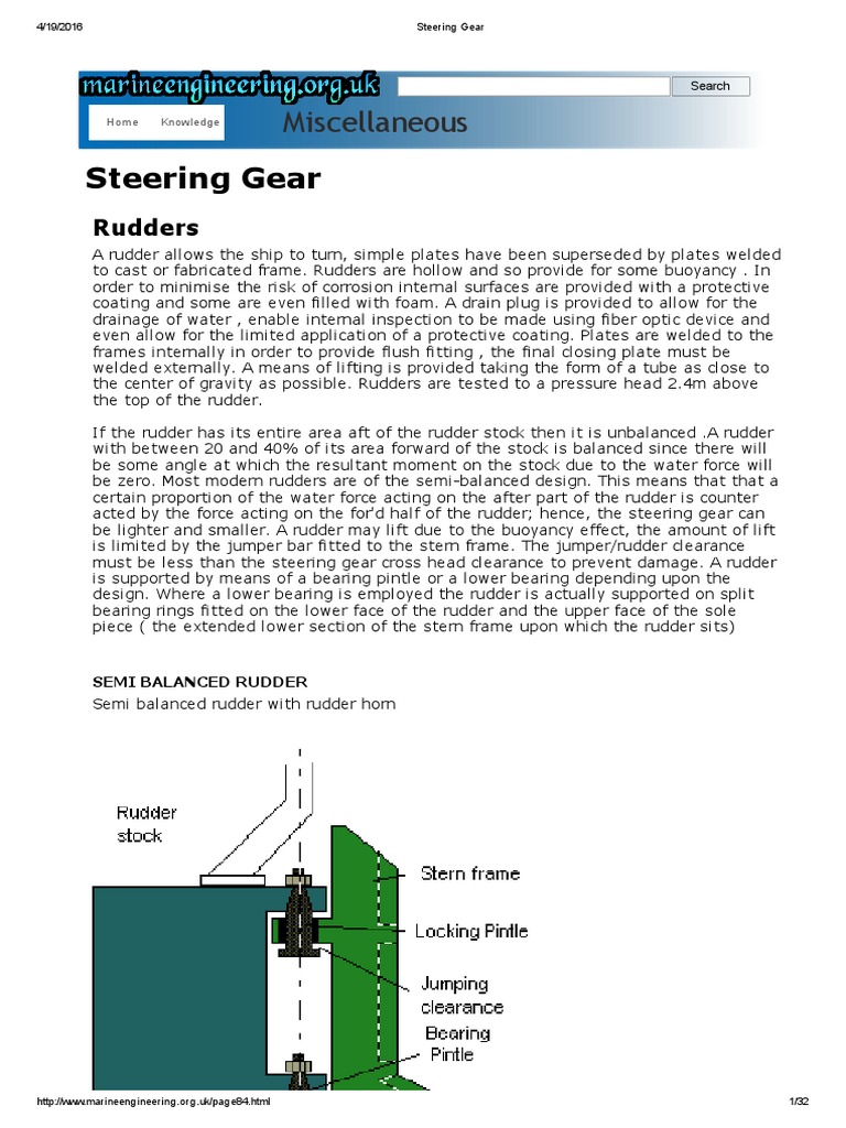 Steering Gear | PDF | Rudder | Pump