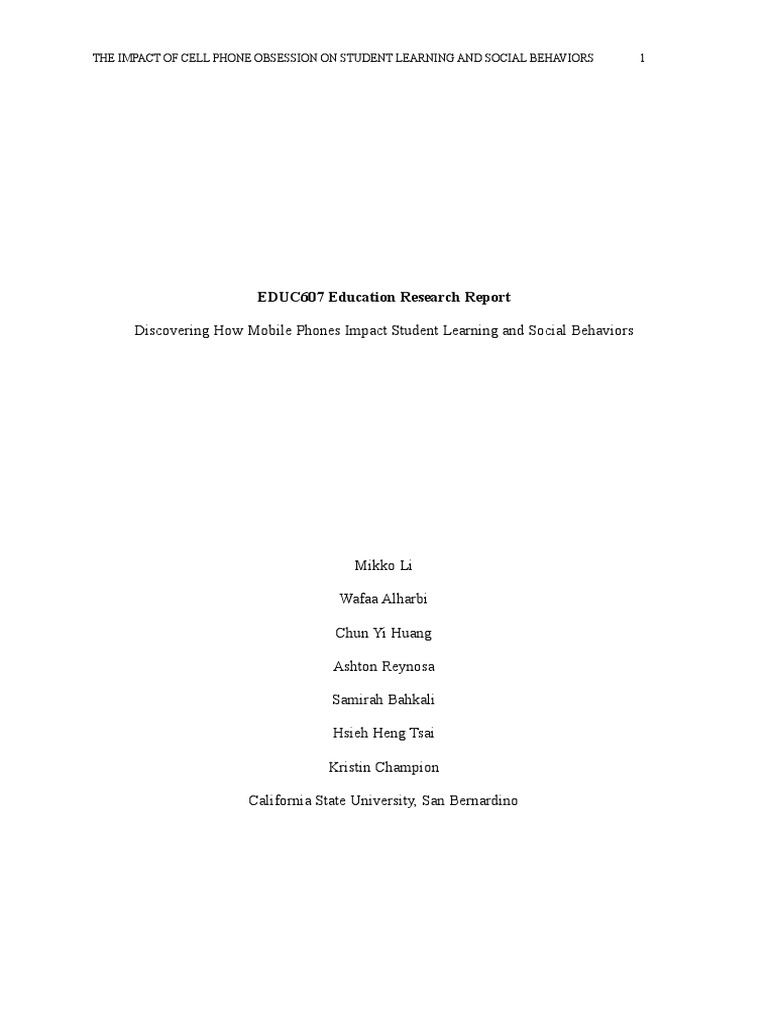 Cell Phone Impact on Student Learning | PDF | Survey Methodology ...
