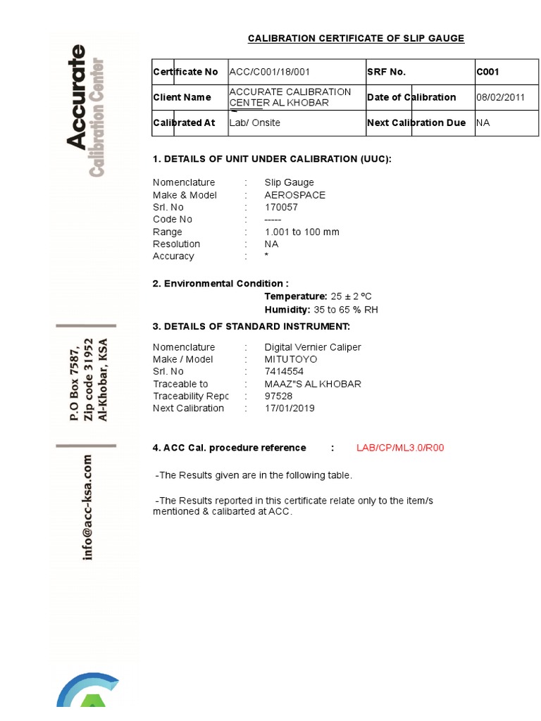 Slip Gauge | PDF | Calibration | Uncertainty
