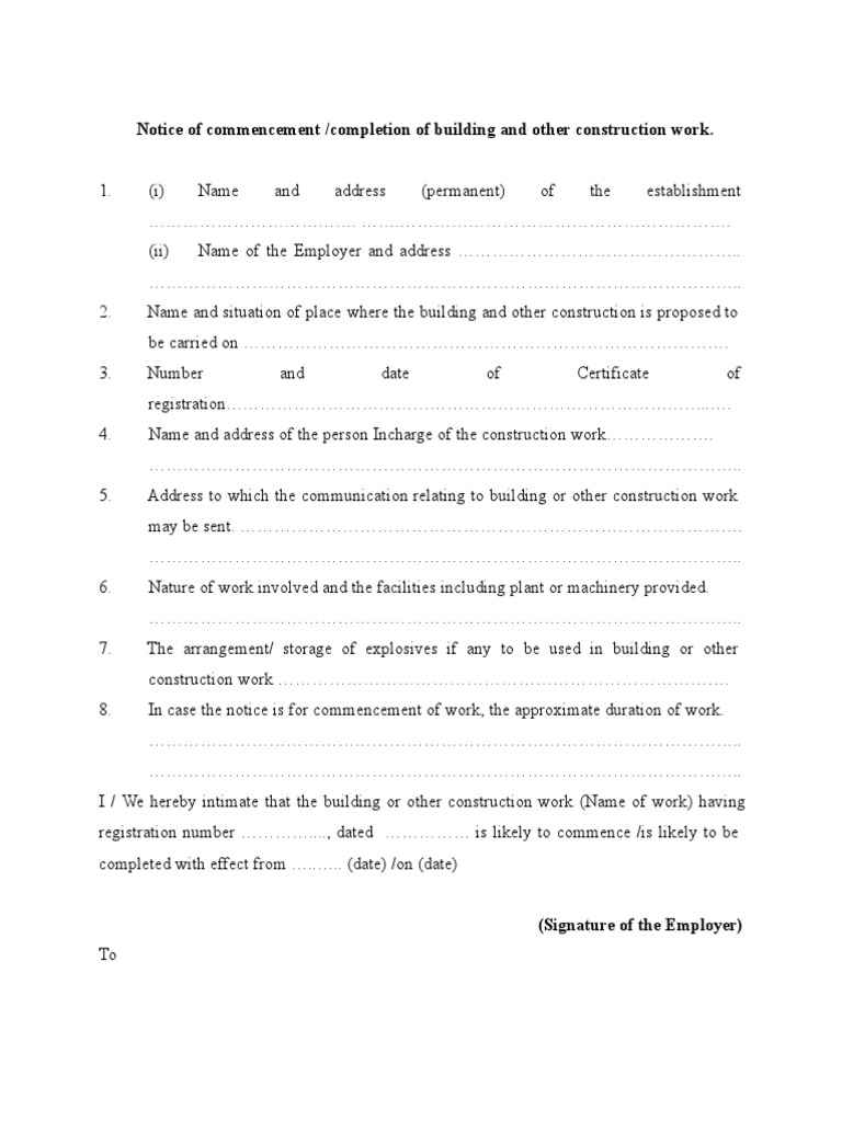 FORM IV Notice of Commencement BOCW PDF
