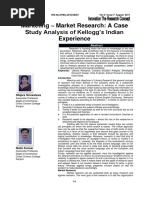 Marketing - Market Research: A Case S Tudy Analysis of Kellogg's Indian Experience