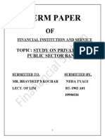 Term Paper: Topic: Study On Private and Public Sector Bank