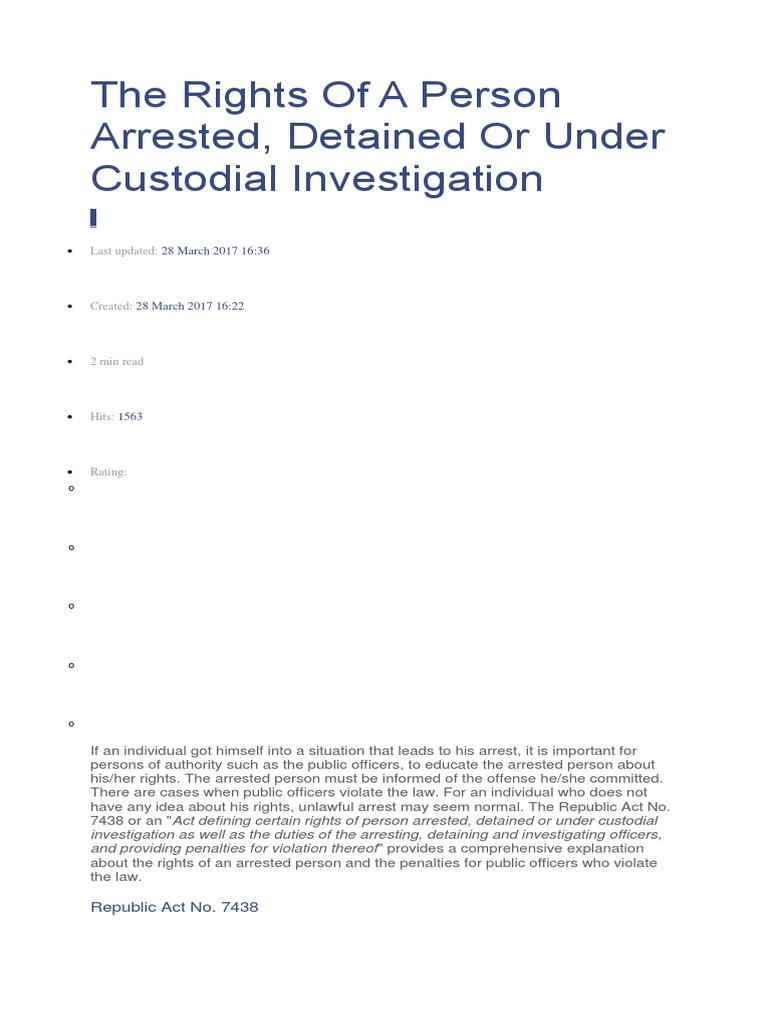 Rights of Arrested Individuals Explained | PDF | Right To Silence | Arrest