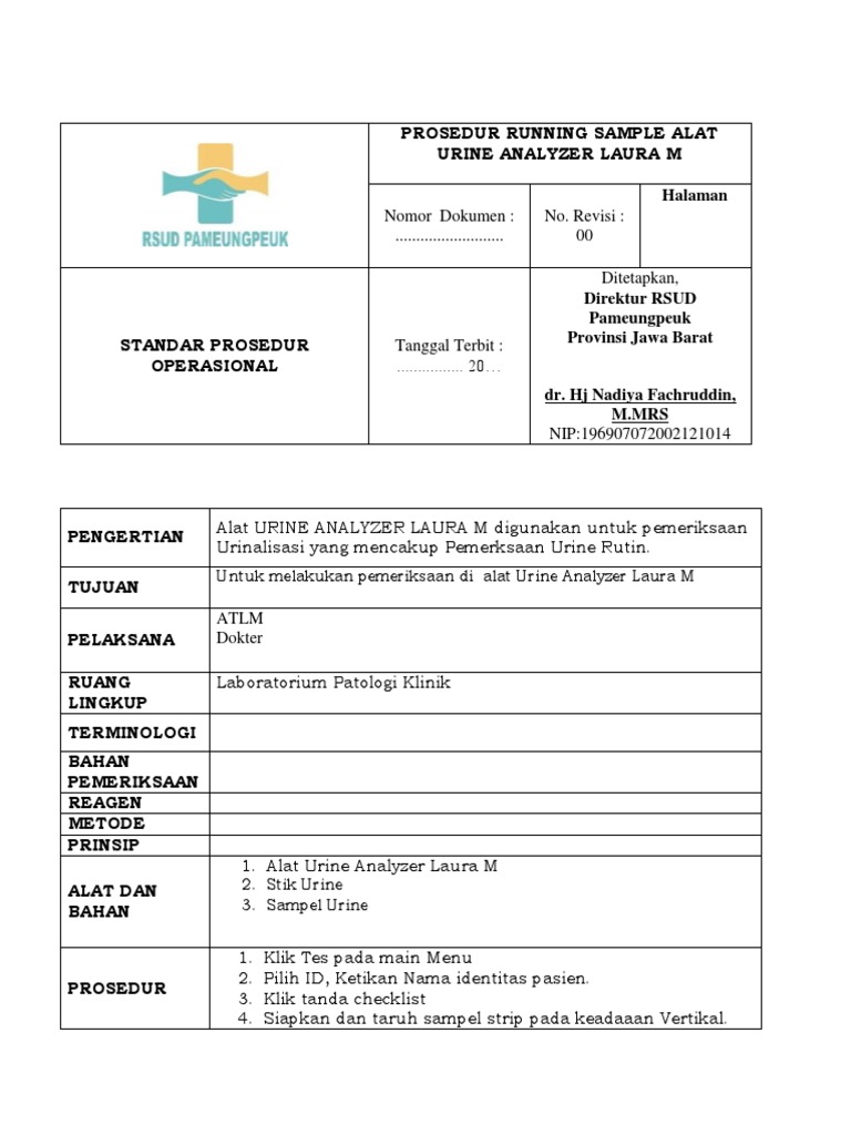 Prosedur Alat Urine Analyzer Laura M | PDF | Sains & Matematika