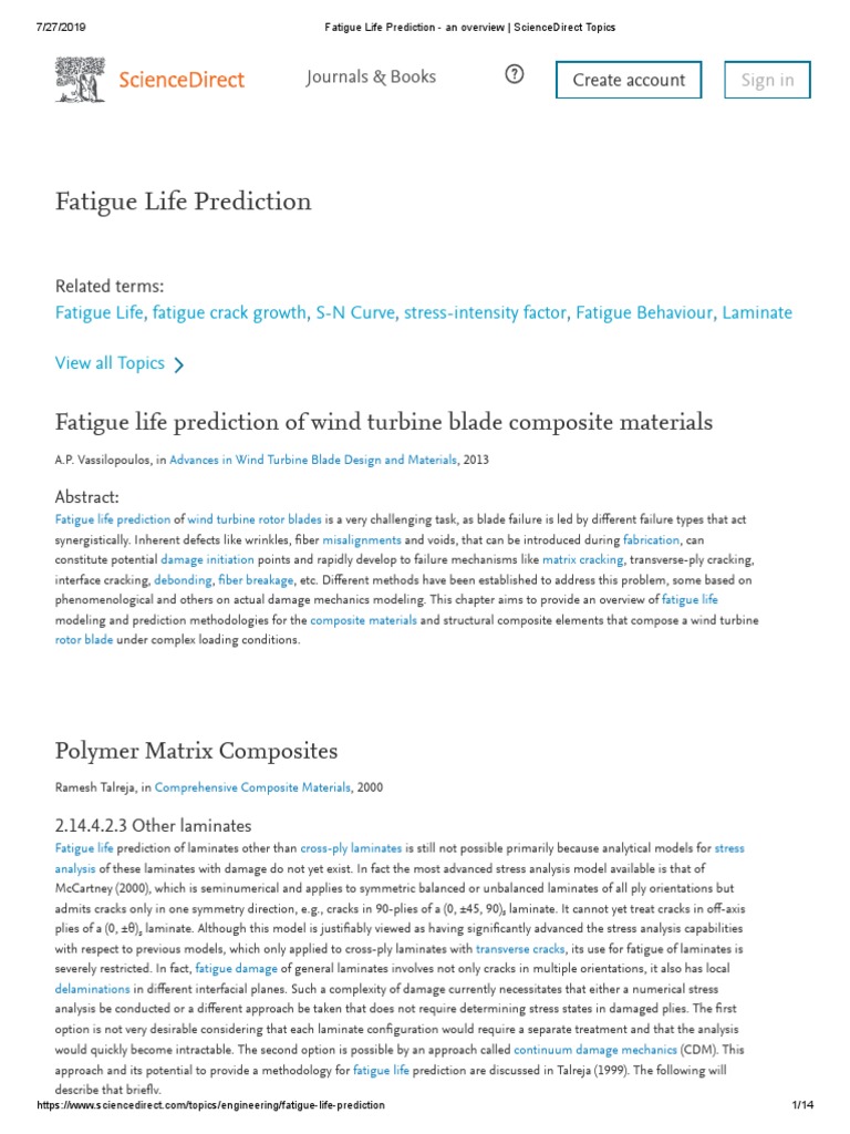 Fatigue Life Prediction - An Overview - ScienceDirect Topics | PDF ...