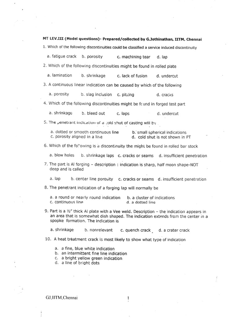 ASNT Level III MT Questions and Answers PDF