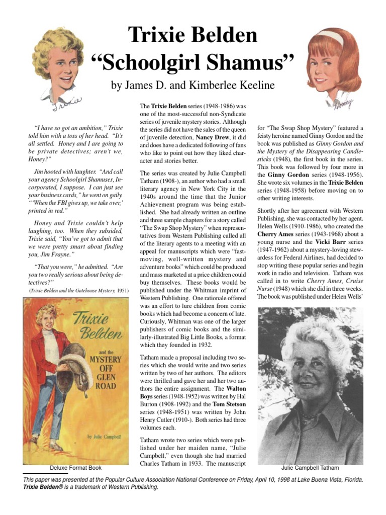 Trixie Belden Schoolgirl Shamus PDF