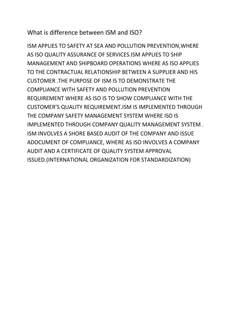 What Is Difference Between Ism and Iso | PDF | Finance & Money ...
