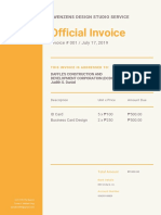 Zwenzen's Design Studio Invoice for ID Card and Business Card Design Services