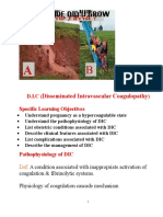 Disseminated Intravascular Coagulopathy: D.I.C Specific Learning Objectives