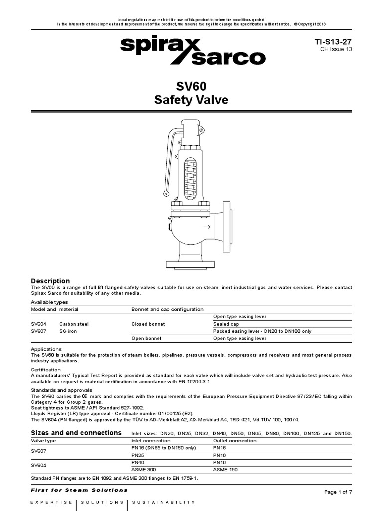 Spirax Sarco PDF Valve Steel