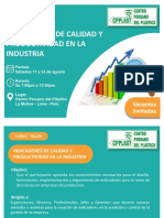 Curso-Taller Indicadores de Calidad y Productividad en La Industria Agosto 2019