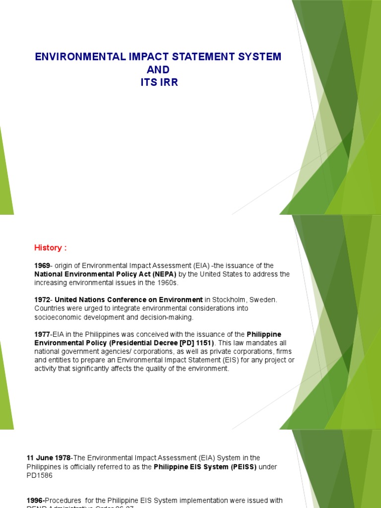 Environmental Impact Statement System and Its Irr PDF Environmental