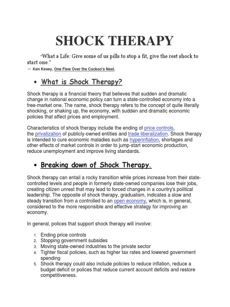 Shock Therapy An Analysis of its Application in Russia