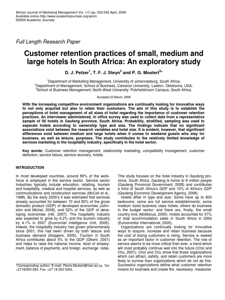 Academic Journal - Customer Retention | PDF | Sampling (Statistics ...