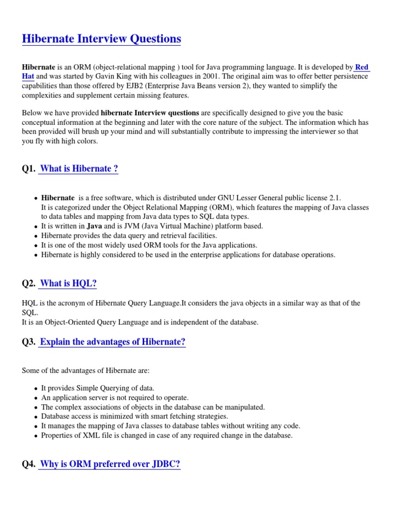 Hibernate Interview Questions Answers | PDF | Object Relational Mapping ...