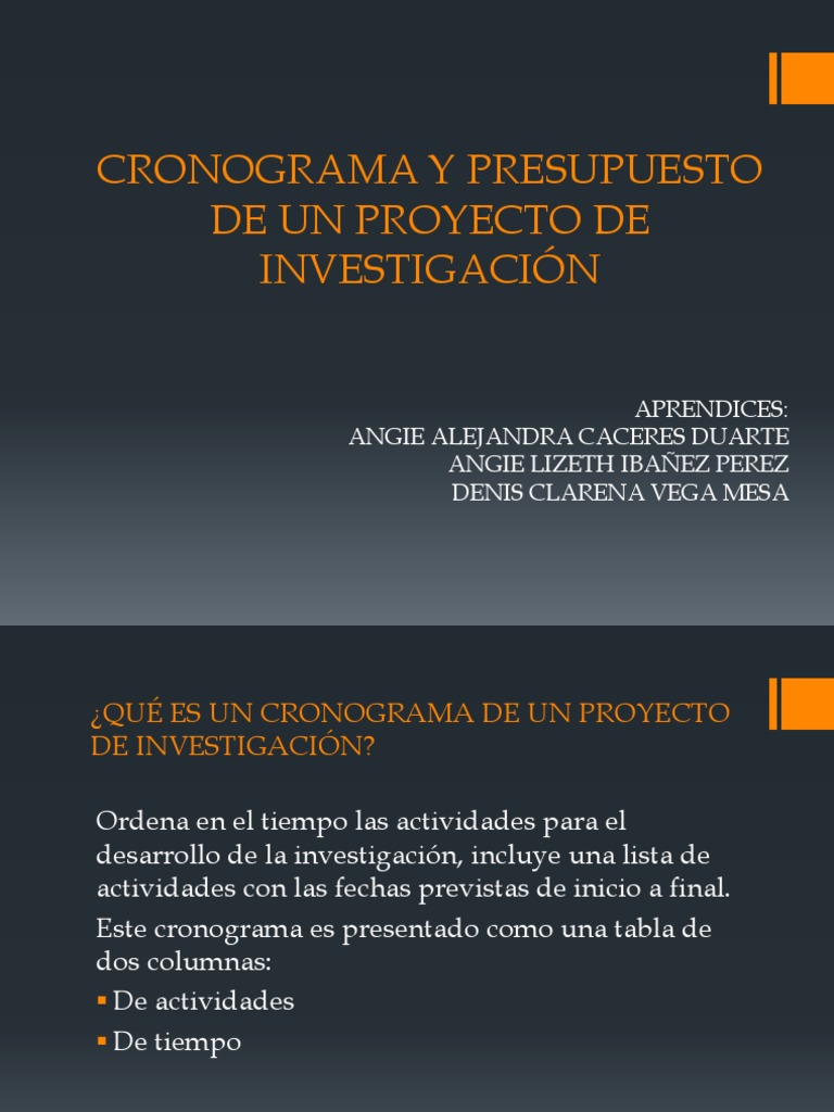 Cronograma y Presupuesto en Investigación | PDF | Presupuesto | Economias