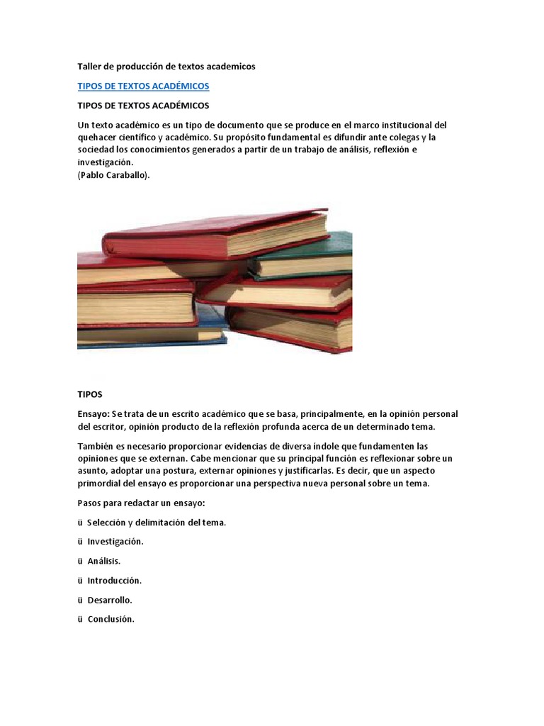 Tipos de Textos Académicos Esenciales | PDF | Ensayos | Conocimiento
