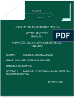 Licenciatura en Seguridad Pública octavo semestre bloque 1 actuación de los cuerpos de seguridad