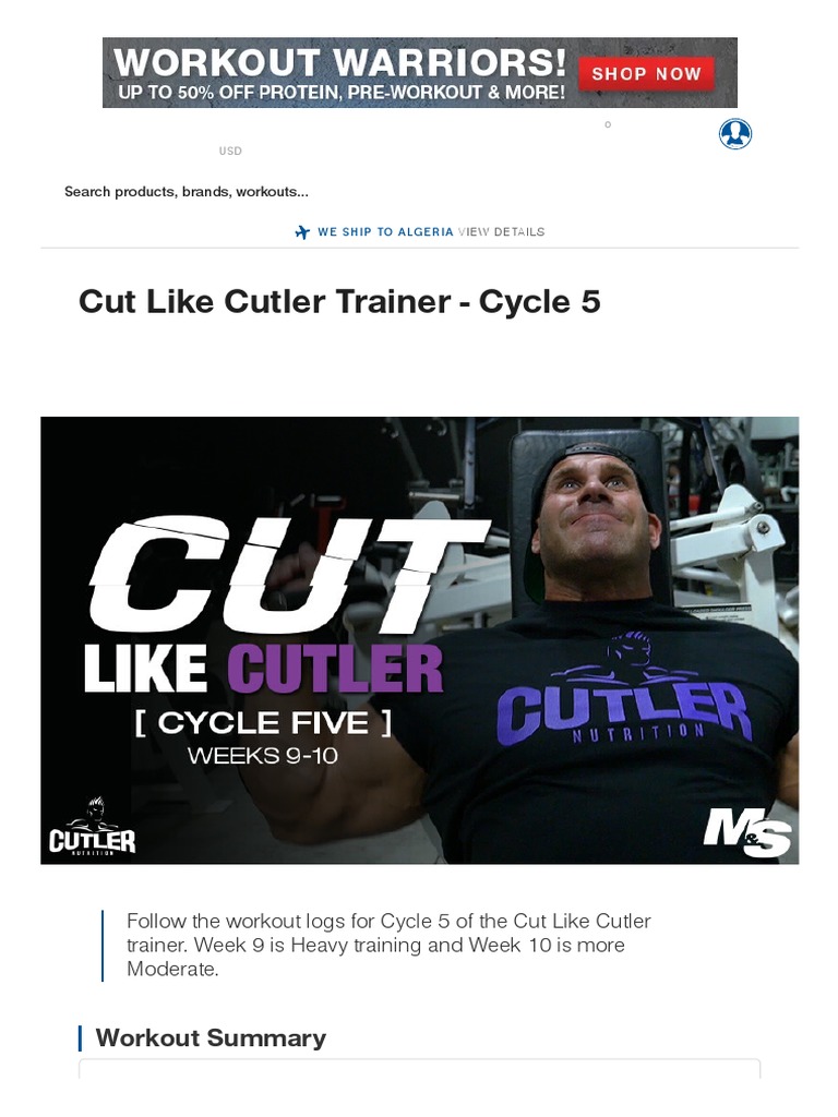 Cut Like Cutler Trainer - Cycle 5 Workouts | PDF | Weight Training ...