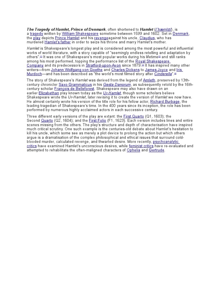The Tragedy of Hamlet | PDF