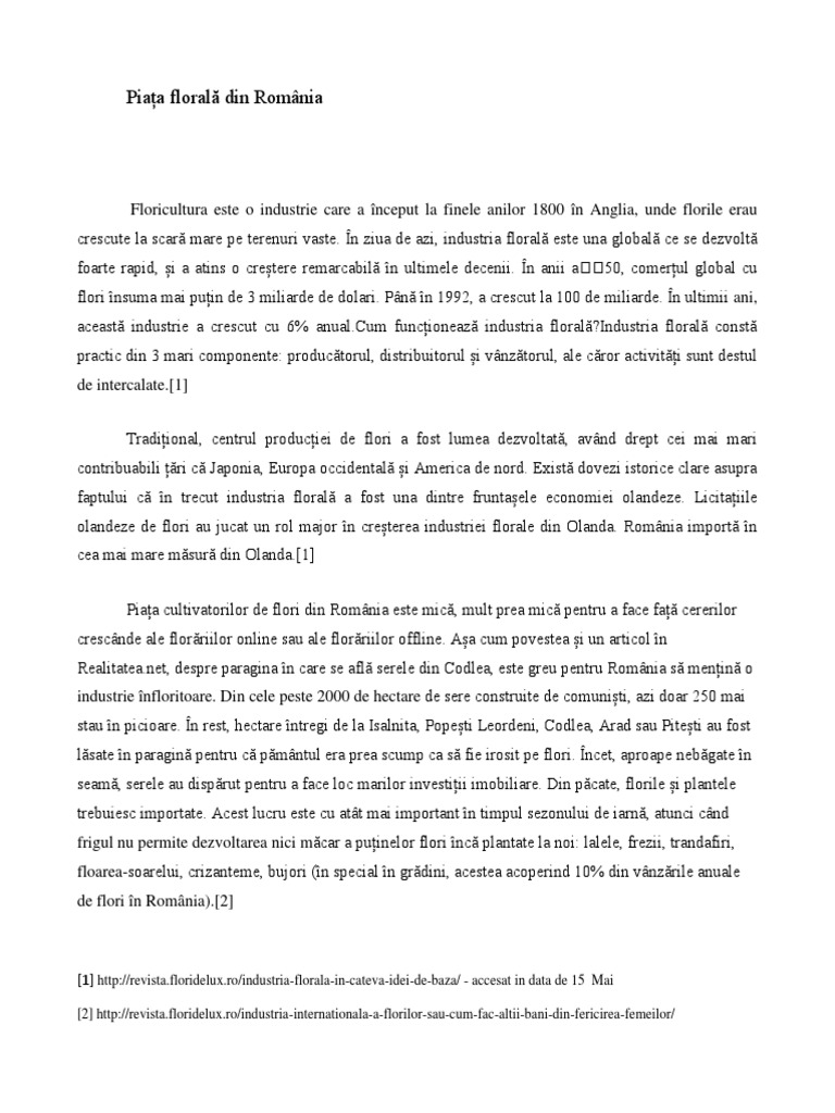 Piata Florala Din Romania | PDF