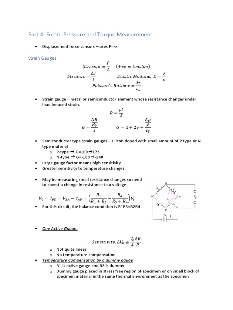 Part 4 Force, Pressure and Torque Measurement Strain Gauges PDF