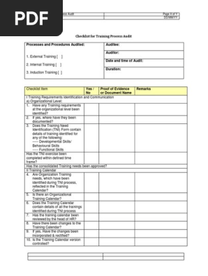 Training Audit Checklist