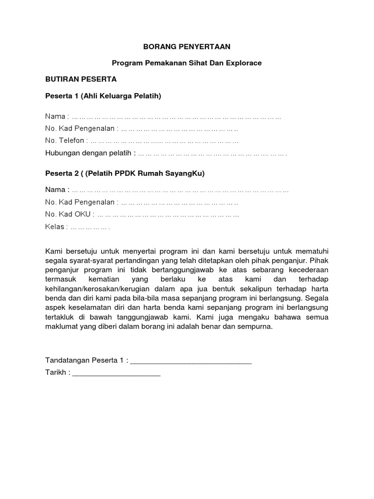 Contoh Borang Pendaftaran Explorace | PDF | Karier & Perkembangan | Bisnis
